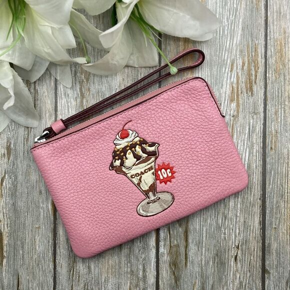 Coach Boardwalk Corner Zip Wristlet With Sundae Graphic Wallet Bag Purse - Picture 1 of 9
